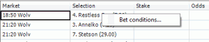 Bet conditions menu